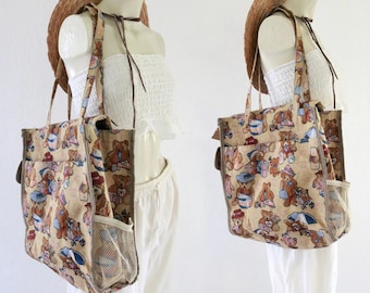 vintage teddybeer draagtas