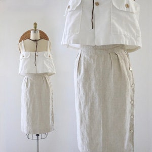 natural linen button skirt 24 image 1