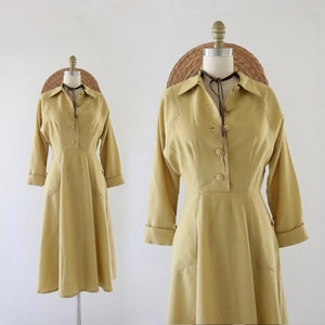 40s marigold wool dress 4 vintage forties womens long sleeve mid century small gold yellow dolman dress image 1