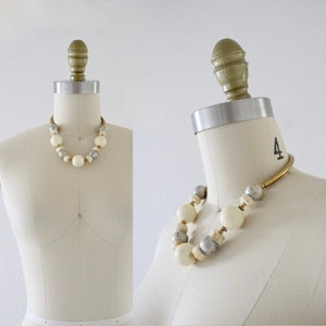 Vintage 80er 90er Jahre Messing Perlen Choker - Damen Halsband / Choker mit goldenen Erdtönen
