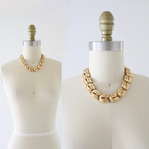 Goldene Statement Kette - Vintage 80er 90er Jahre modernist Glamouröse