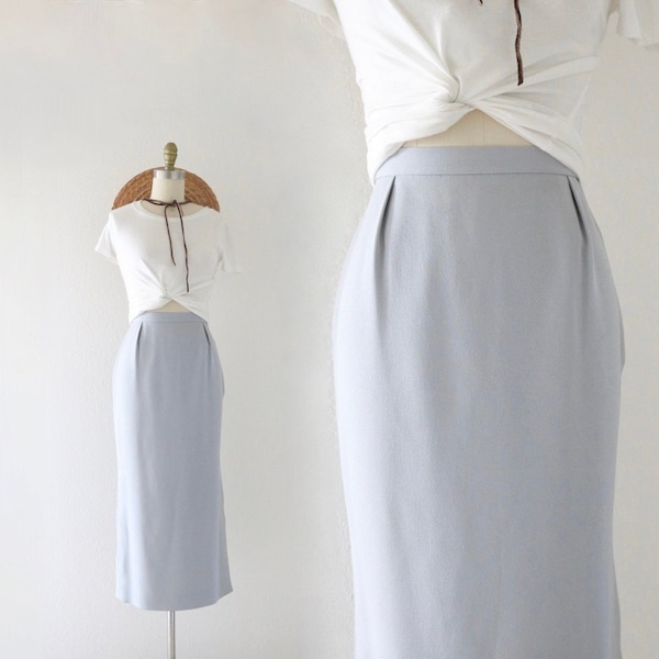 dove gray pencil maxi - 27 - vintage 90s y2k light gray womens long size small straight pastel skirt