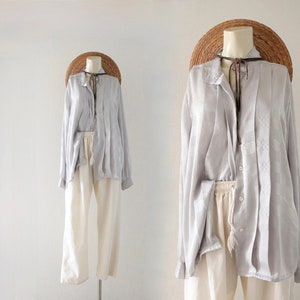 flowy gray blouse - l