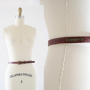 levi&#39;s leather skinny belt 25-29&quot; - vintage 90s y2k womens brown size extra small or small belt