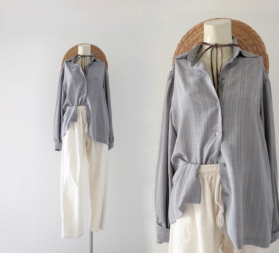 flowy gray blouse - m - image 1