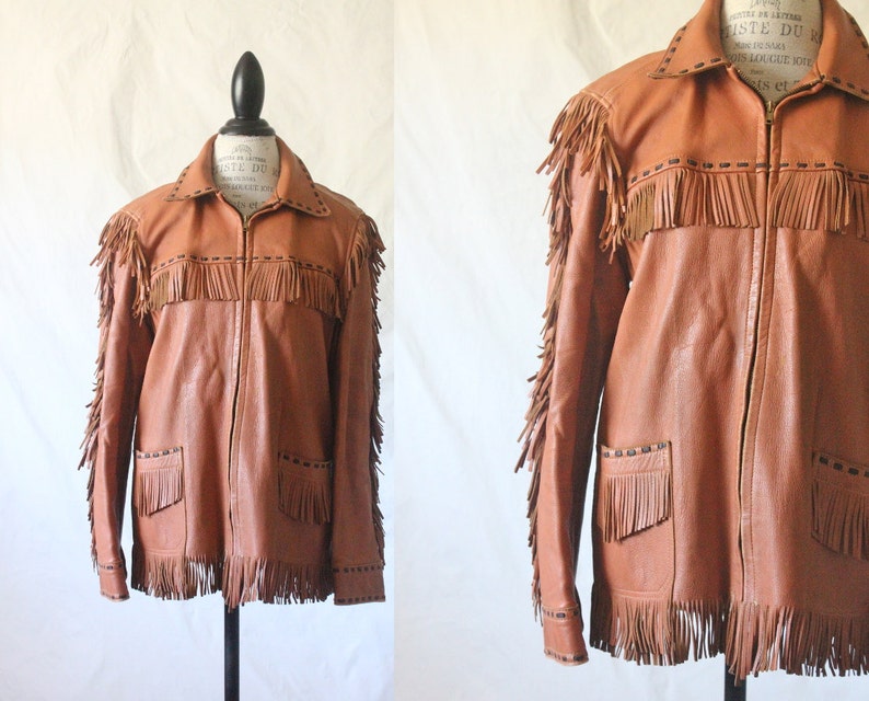 1970's leather fringe jacket | Etsy
