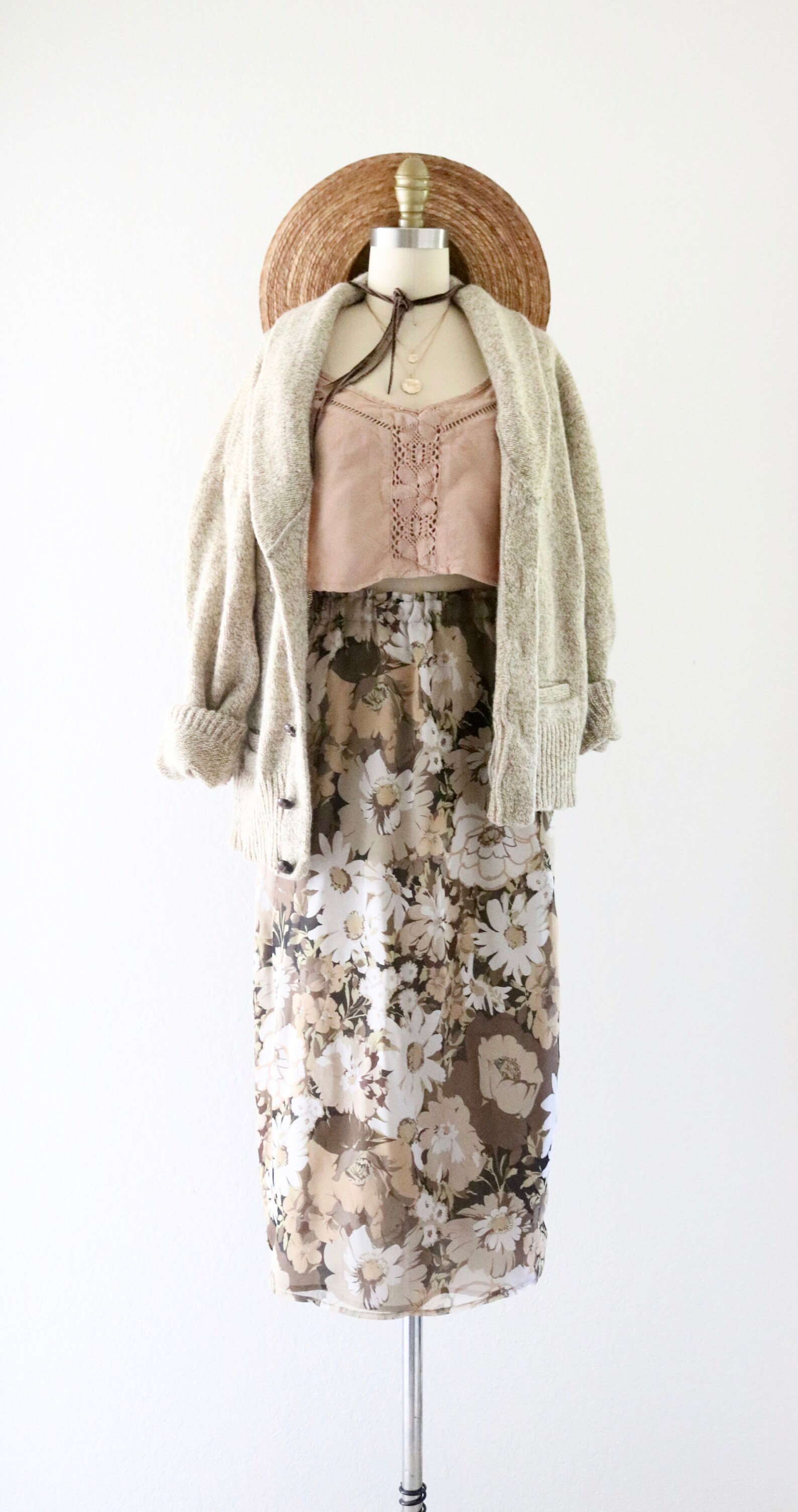 Marled beige wool cardigan | Etsy
