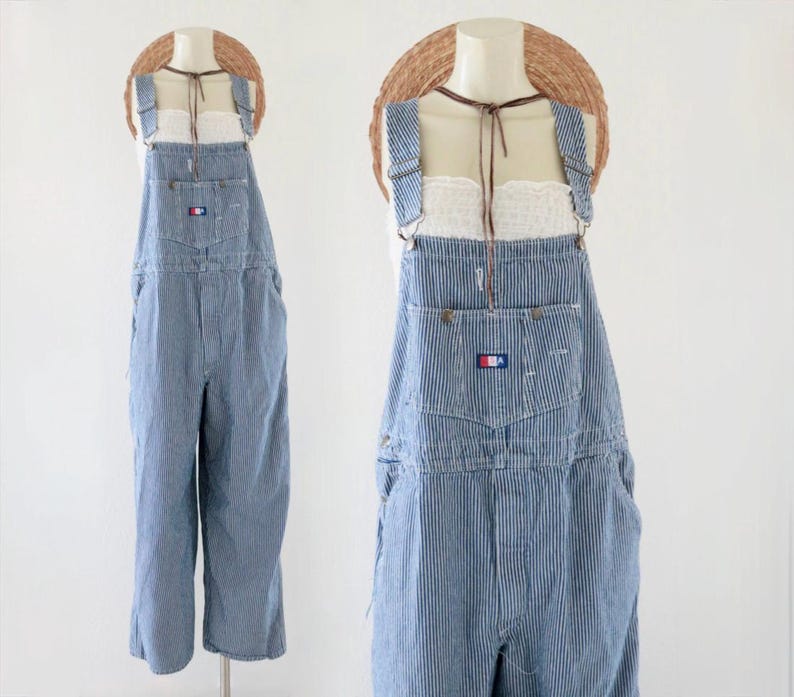 Micro Stripe Denim Overalls - Etsy