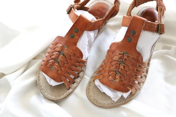 1970's leather wedge huaraches - 6.5 - image 3