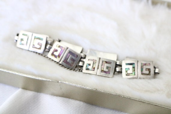 taxco sterling + inlay abalone link bracelet - image 5