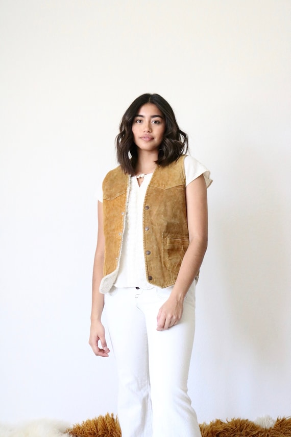 1970's suede sherpa vest