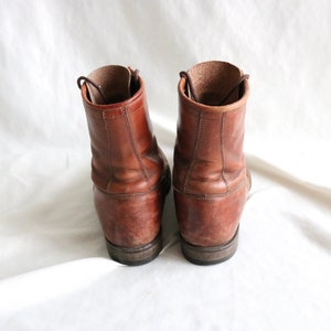 worrrn whiskey leather lace boots 7 vintage 90s brown tan beige lace western cowboy cowgirl boots Justin shoes seven image 6