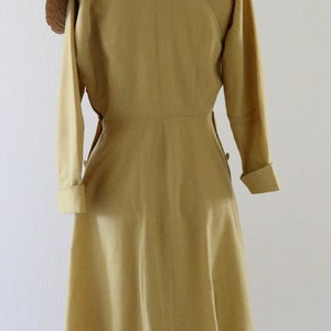 40s marigold wool dress - 4 - vintage forties womens long sleeve mid century small gold yellow dolman dress