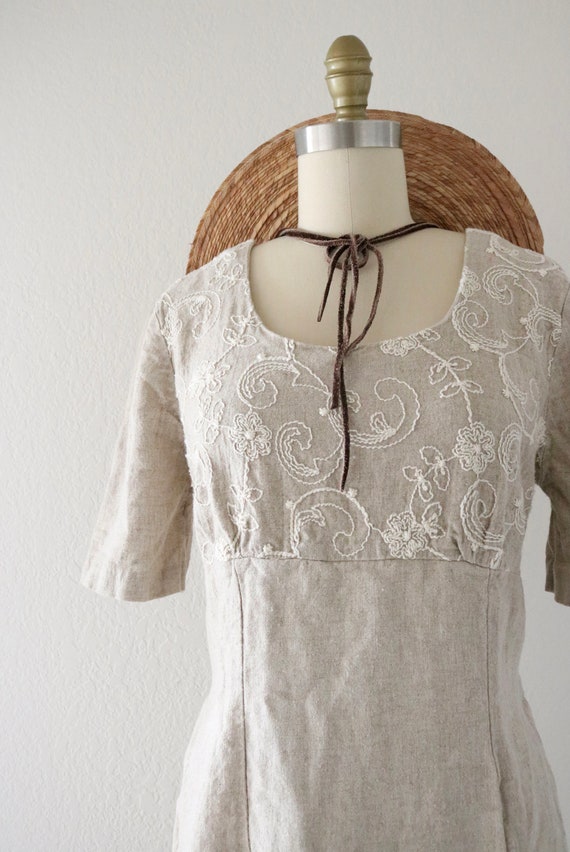 embroidered linen dress - m - image 3
