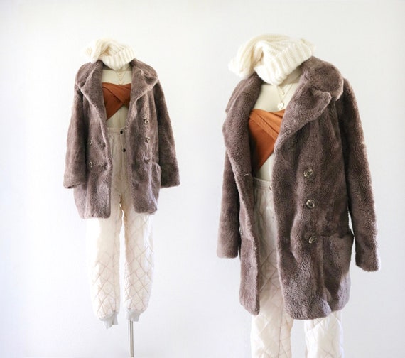 70's faux teddy bear coat