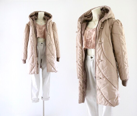 hooded mauve puffer jacket