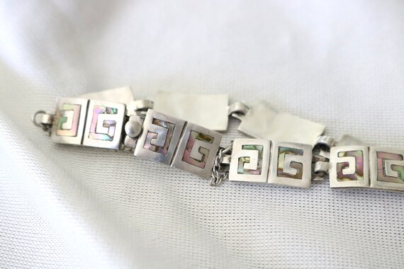 taxco sterling + inlay abalone link bracelet - image 1