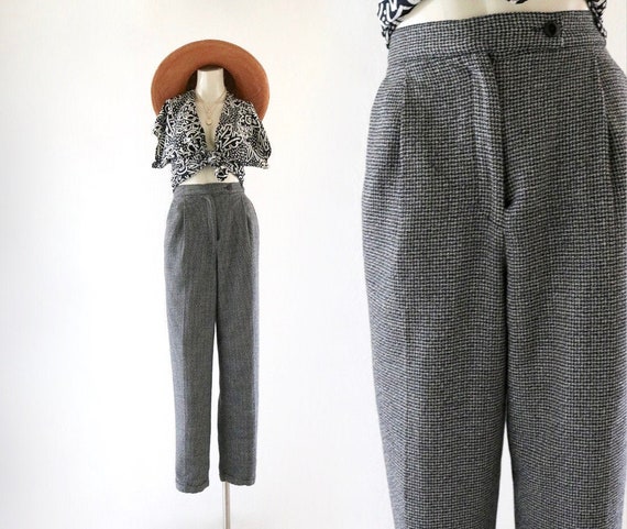 micro check wool trousers - 6