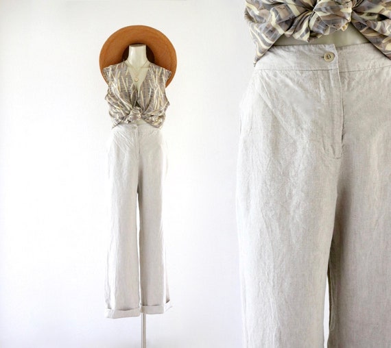 natural linen trousers - 3