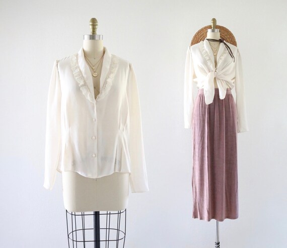 lace chiffon blouse - s