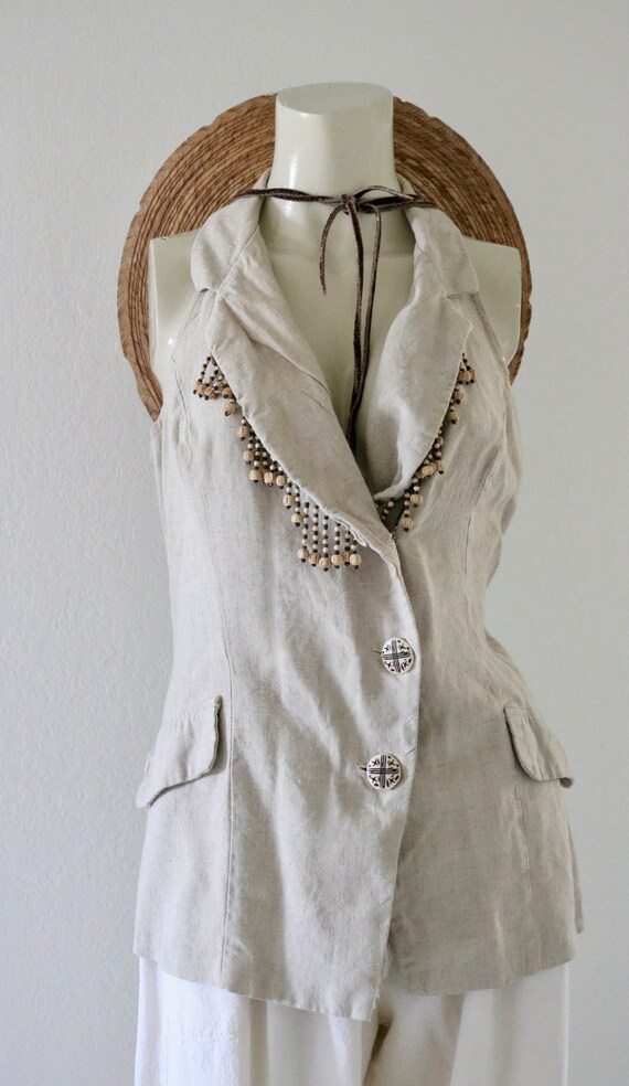 natural beige linen top - s - image 3