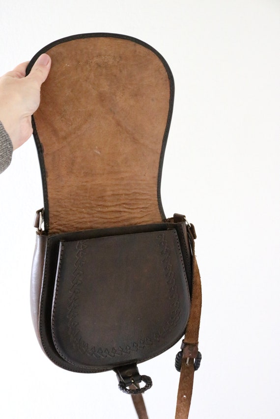 tooled leather saddle bag - image 9
