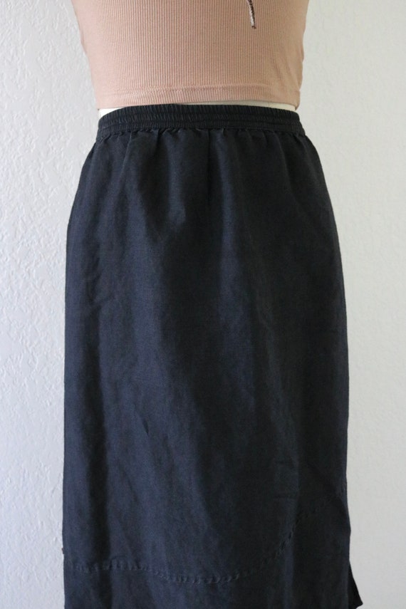 black linen asymmetrical skirt - 26-32 - vintage … - image 3