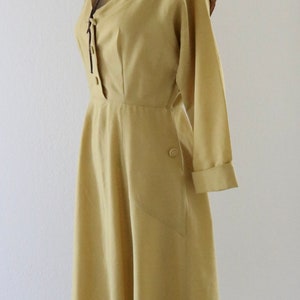 40s marigold wool dress - 4 - vintage forties womens long sleeve mid century small gold yellow dolman dress