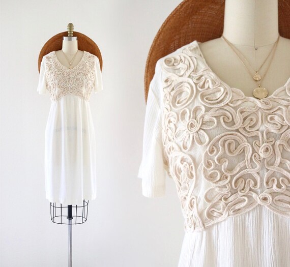 ribbon appliqué dress - s
