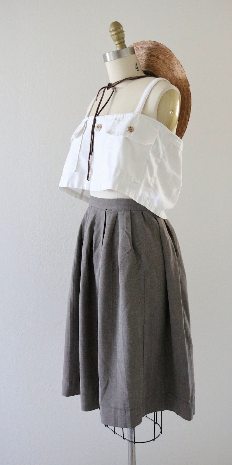 woven walnut library skirt - 31 - vintage 60s 70s brown full high waist academia womens medium