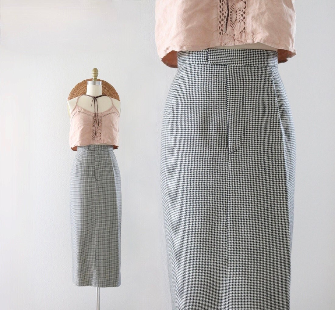 Maxi Skirt Houndstooth Etsy Canada