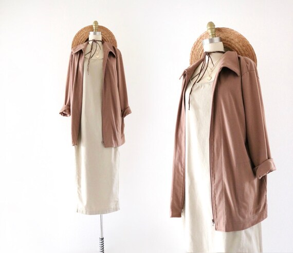 mocha longline zip jacket - m
