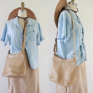 vintage Coach Hudson leather handbag - worrrn 90s 1990s 6803 designer beige camel tan brown purse shoulder bag
