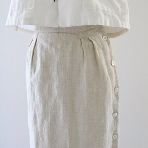 natural linen button skirt 24 image 3