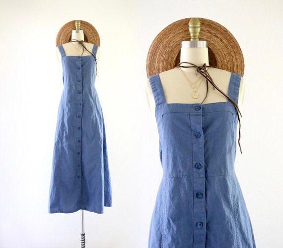 cornflower linen apron dress - s