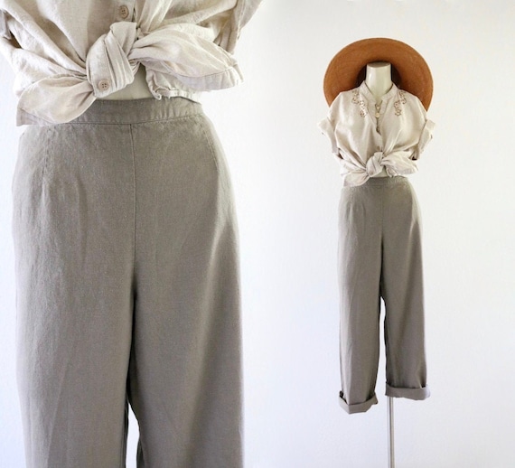 mocha linen trousers 29-32