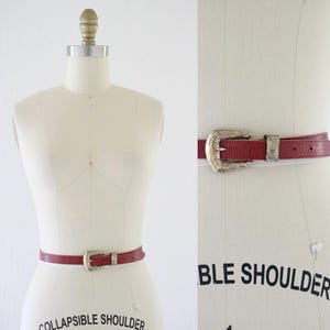 vintage rouge belt - 27.5-31 - vintage 90s y2k red womens size small medium western skinny belt