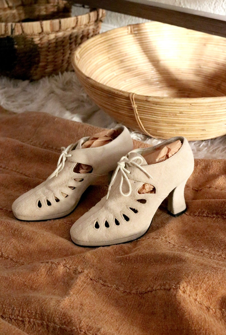 bone suede cut out booties 6.5