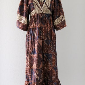 70's cotton block print dress XS image 2