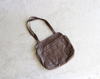 leather shoulder bag - vintage 90s y2k dark brown leather handbag purse
