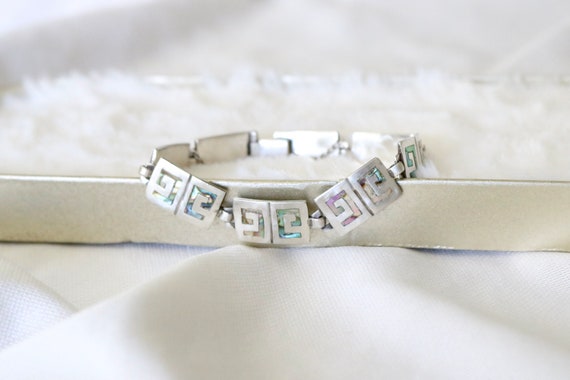 taxco sterling + inlay abalone link bracelet - image 6