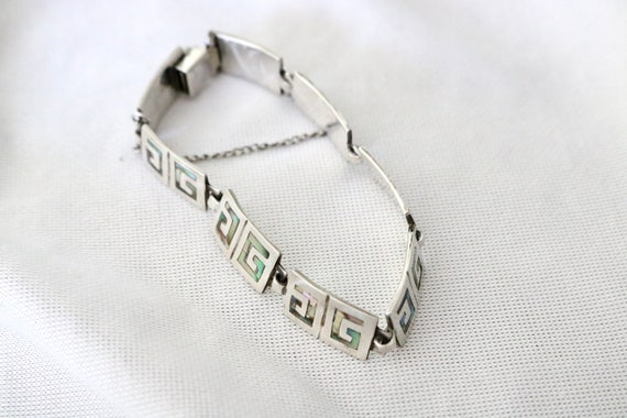 taxco sterling + inlay abalone link bracelet - image 4