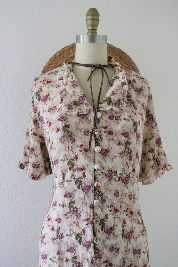 blush gauze botanical dress - m - image 3