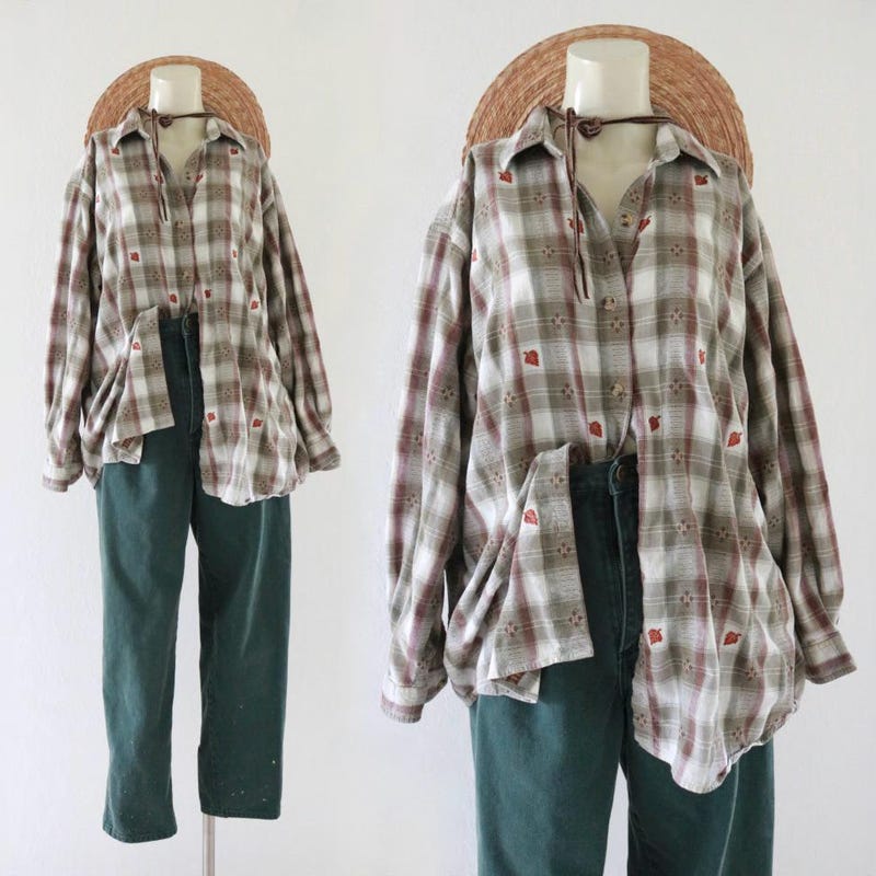 vintage multicolour plaid block button shirt main image 0