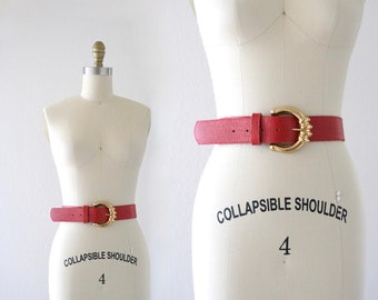 ruby leather belt 25-29 - vintage 90s y2k womens red size small 4 6 wide belt