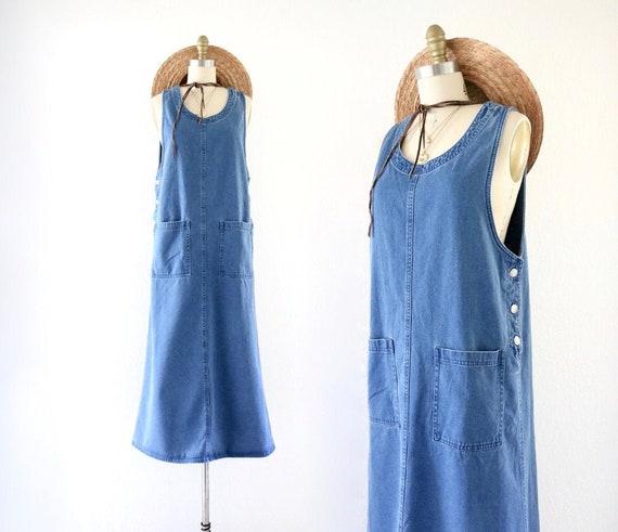 denim maxi dress - m
