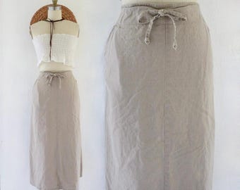 Falda larga de lino - cintura 38-41 - estilo vintage para mujer