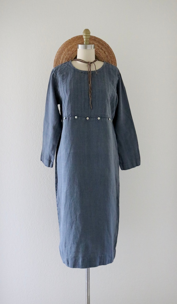long sleeve linen dress - m - image 2