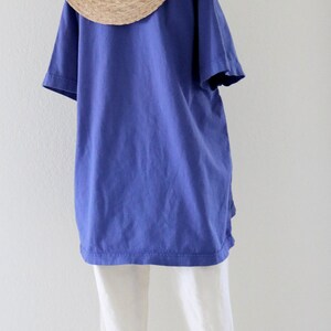 oversized longline blue tee - vintage 90s y2k  womens blue short sleeve casual comfortable t-shirt