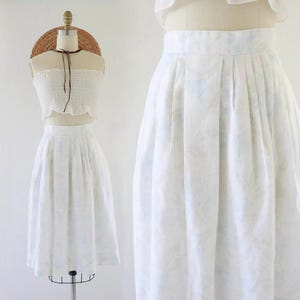 botanical midi skirt - 27 - vintage 80s 1980s 90s 1990s cute cottage cottagecore floral small cute flower flowers white pastel